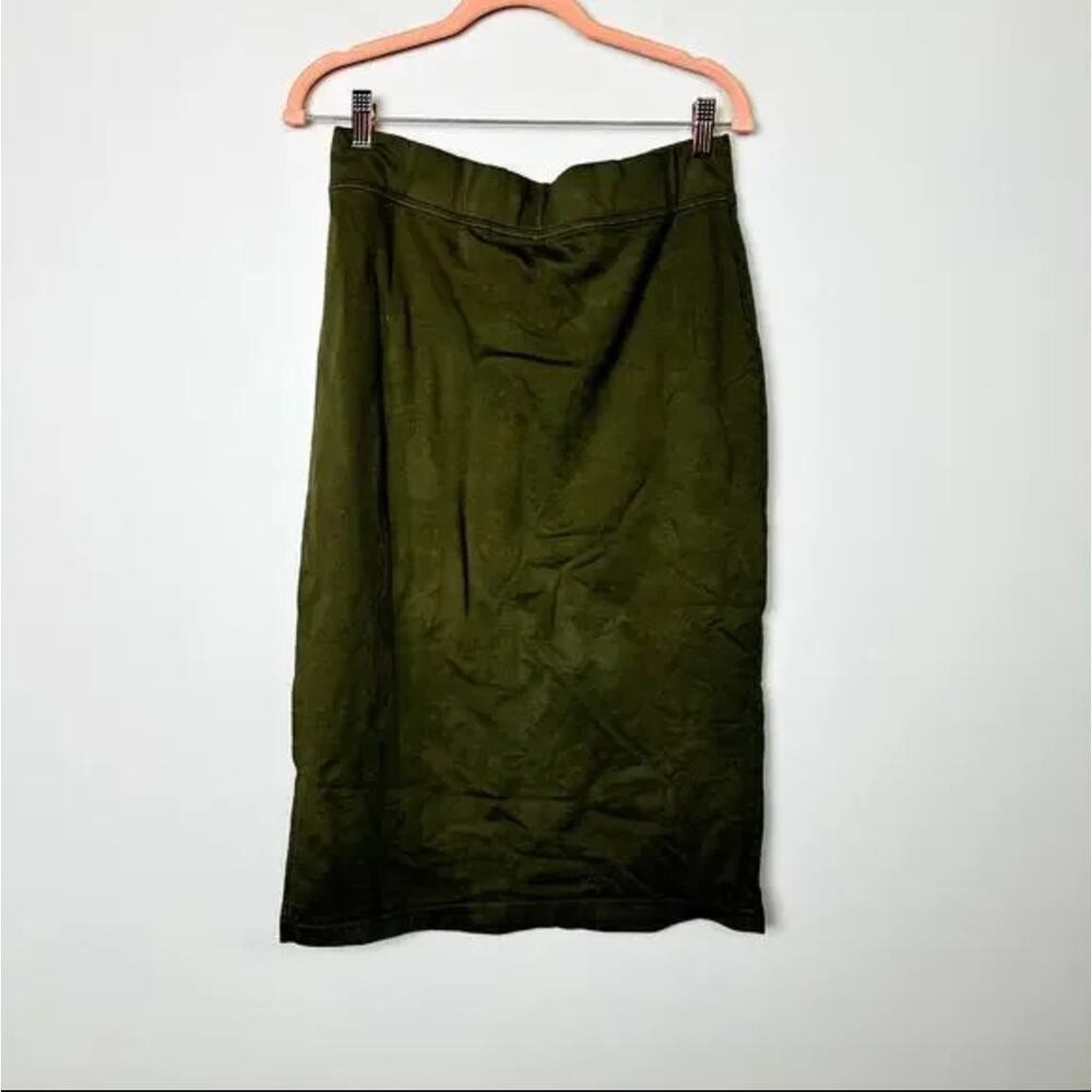 Free People Elastic Waist with Side Slit Green Pencil Skirt Size Small